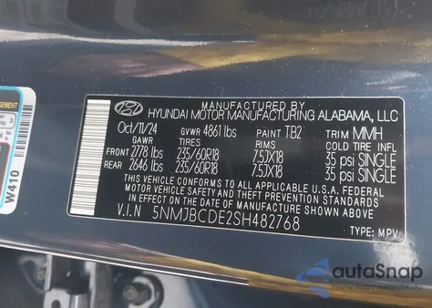 2025 Hyundai Tucson Sel from USA, damaged, VIN 5NMJBCDE2SH482768